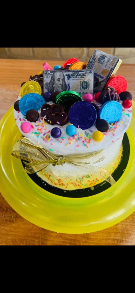 Mini cake monedas-billetes-globo