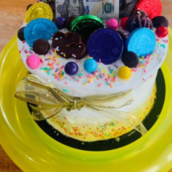 Mini cake monedas-billetes-globo
