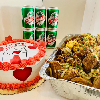 Cena san Valentín - cerveza-cake